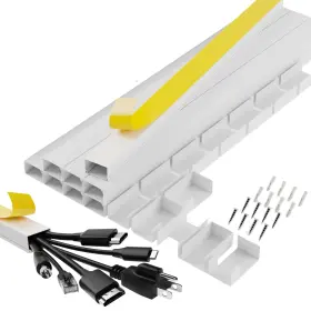 A Electric 681925735851 126 Inch Cable Raceway White Kit Paintable For Tv Mounted On Wall Baby And Pets P