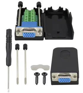 Db15 Aaotokk 784129583766 Vga Bolt Screw Adapte D-sub Female Port To 15 Pin/way Termina