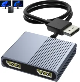 Aib-dp-01 Aibilangose Display Port Splitter For Dual Monitors 4k 120hz Displayport To Displaypor