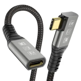Angusplay 791126989071 Usb-c Thunderbolt 4 Extension Cable Right Angle 40gbps Cord 8k Display 2.6ft