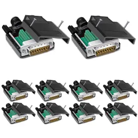 Mddb15 Anmbest 10pcs Db15 Solderless Connector Rs232 D-sub Serial To 15-pin Port 16mm Thinn