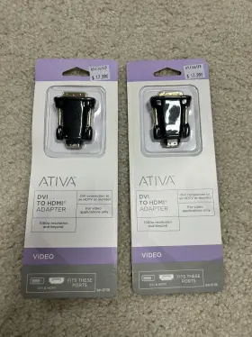 Ativa 427-786 2-pack Dvi-d Male To Hdmi Female Video Adapter 1080p Hdtv Monitor