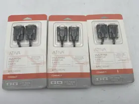 828-540 Ativa Lot Of 3 Vga/svga Monitor Cable 6 Feet Hdb Two Hdb15 Male Plugs