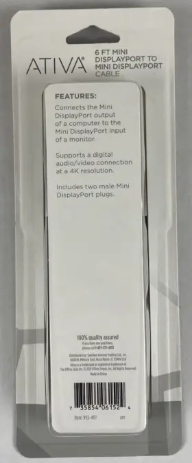 993-497 Ativa Mini Displayport To Cable 6 Ft. Video New #2