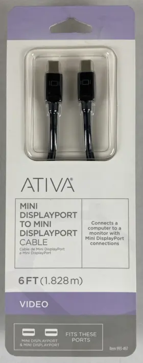 993-497 Ativa Mini Displayport To Cable 6 Ft. Video New