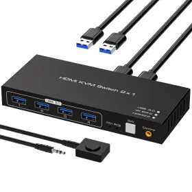 Sw200-1 Atlahet 4k Hdmi Kvm Switch 2 Computers 1 Monitor 60hz Port Switches For Two