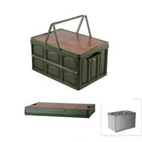 Rg-30green Auleef Collapsible Suv Trunk Organizer Plastic Durable Storage Box With Lid Outdoor