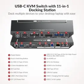 Kd-e10 Av Access Kvm Switch With Docking Station For Laptop And Desktop 100w #3
