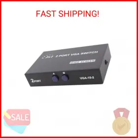 Axgear 094276895743 2 Port Vga Svga Monitor Sharing Switch Box In 1 Out For Lcd Pc Tv Monit