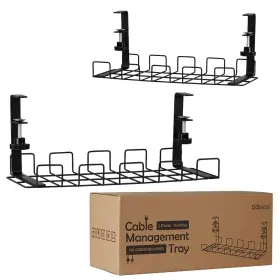 40-101-c06-01 Baskiss Under Desk Cable Management Trays 2 Pack 16 Inch Clamp Mounted Cord Organizer Ho