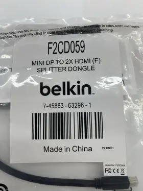 52cd059 Belkin Mini Dp To 2x Hdmi F Splitter Dongle
