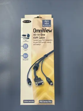 Belkin 722868367919 Pro Series Plus 10ft Omniview All-in-one Vga Ps/2 Kvm Cables Open Box