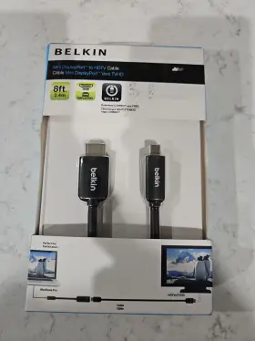 F2cd044bt12 Belkin Slim Mini Displayport To Hdmi 4k Cable 3840x2160 30hz