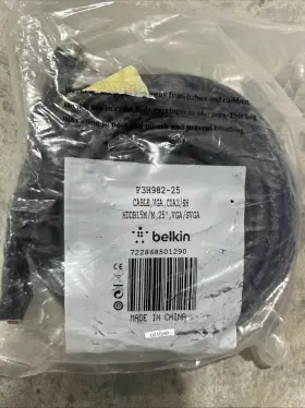Belkin-cable...f3h982-25 Belkin F3h982-25 New Belkin-cable...f3h982-25... 25ft Vga Monitor Hddb15m/15m Cable 25 Foot..new