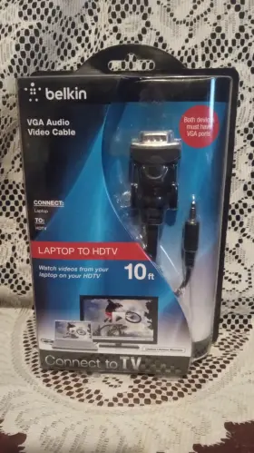 F3s009-10 Belkin F3s007-10 Laptop To Tv 10ft Ft. Vga 3.5mm Audio Video Cable New In Package