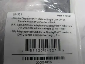 200084k18 C2g 10 Lot New 8 Inch Display Port Male To Dvi-d Female Black Adapter Converter #2