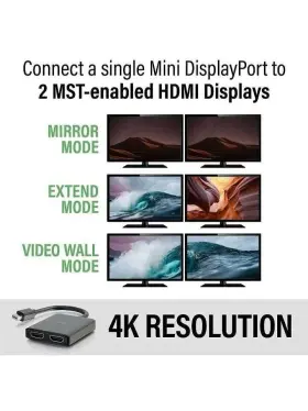 27053 C2g Mini Display Port To Hdmi Monitor Splitter 4k 2 Usb Powered Mst #3