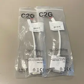 54312 C2g Lot 2 Cables Go 8 Inch Mini Dp Male To Dvi-d Female Adapter Converter