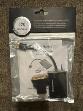 103046-blk Cable Matters Super Speed Usb Three To Hdmi And Dvi Adapter In Black