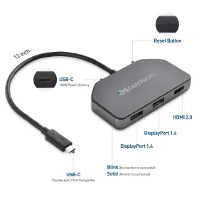 201365 Cable Matters 4k Triple Display Thunderbolt Hub Displayport Hdmi 100w Pd