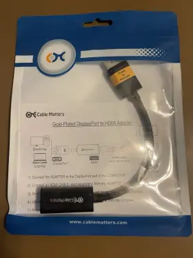 102018 Cable Matters 738435980320 Gold-plated Displayport To Hdmi Adapter - Brand New Sealed