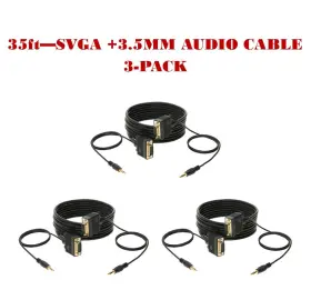 309899 Cable-zilla 3-pack - 35ft Svga M/m 3.5mm Aux Audio Jack For Monitor Pc Projector Tv