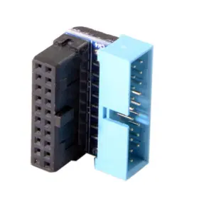 Cablecc 011455640392 Usb 3.0 20-pin Male To Female Extension Adapter Down Angled 90 Connector