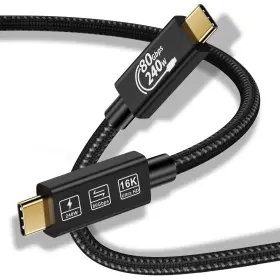 Cabledeconn 973763661594 Usb 4 Extension 1.5m Super High Speed 80gbps Thunderbolt 5 Data Cable 240w Qu