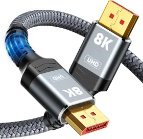 Qhds6688-6602 Capshi 8k 4k Displayport Cable 1.4 2-pack 6.6ft Dp Cord Vesa 6.6 Feet Grey