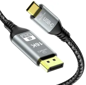 A0401-dp16k Chenlenic Usb C To Displayport 2.1 Cable 16k 30hz 8k 120hz 4k 240hz Thunderbolt 5