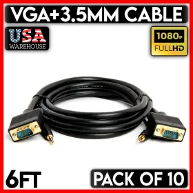 302-zl Cmple Vga Cable With Aux 3.5mm Stereo 6 Feet Svga Hd15 Male To Monitor Cord 10pcs 302-zl Cmple Vga Cable With Aux 3.5mm Stereo 6 Feet Svga Hd15 Male To Monitor Cord 10pcs