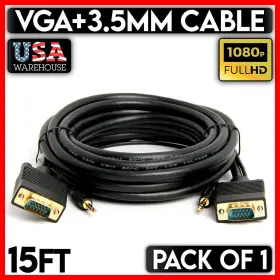 304-zl Cmple Vga Cable Aux 3.5mm Stereo 15 Feet Svga Super Hd15 Male To Monitor Cord 304-zl Cmple Vga Cable Aux 3.5mm Stereo 15 Feet Svga Super Hd15 Male To Monitor Cord