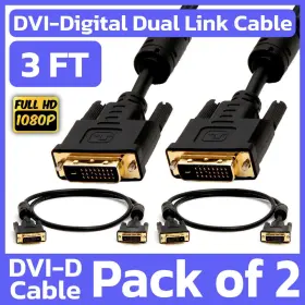 Cmple 619162052293 2 Pack 3 Feet Dvi Cable Dvi-d Dual-link Male To Cord Digital Monitor