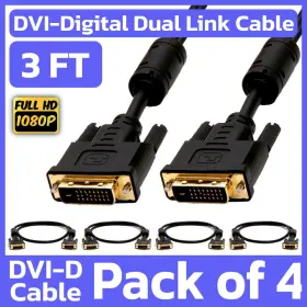Cmple 619162052309 4 Pack 3 Feet Dvi Cable Dvi-d Dual-link Male To Cord Digital Monitor