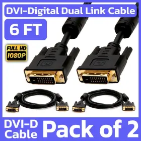 Cmple 619162052316 2 Pack 6 Feet Dvi Cable Dvi-d Dual-link Male To Cord Digital Monitor