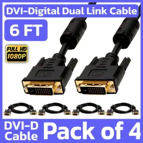 Cmple 619162052323 4 Pack 6 Feet Dvi Cable Dvi-d Dual-link Male To Cord Digital Monitor