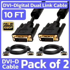 Cmple 619162052330 2 Pack 10 Feet Dvi Cable Dvi-d Dual-link Male To Cord Digital Monitor