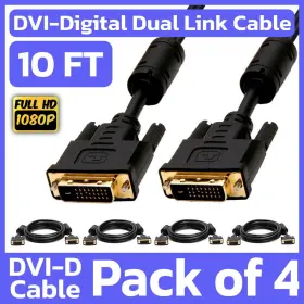 Cmple 619162052347 4 Pack 10 Feet Dvi Cable Dvi-d Dual-link Male To Cord Digital Monitor