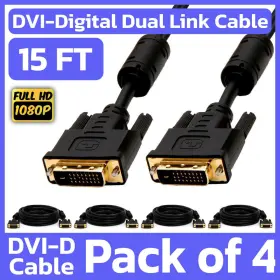 Cmple 619162052361 4 Pack 15 Feet Dvi Cable Dvi-d Dual-link Male To Cord Digital Monitor