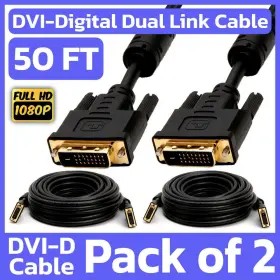 Cmple 619162052385 2 Pack Dvi Cable 50 Feet Dvi-d Dual-link Male To Cord Digital Monitor