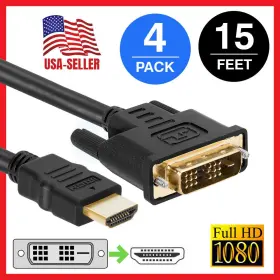 N-hd-421 Cmple Hdmi To Dvi Cable 15 Ft Male For Hdtv Pc Monitor Lcd 1080p - Lot Of 4
