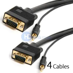 O-hd-305 Cmple 4x 25 Ft Svga Super Vga M Male To Cable With 3.5mm Audio For Monitor Tv