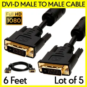 S-360 Cmple 5 Pack Dvi Cable 6 Feet Dvi-d Male To Monitor Cord For Pc Projector Lcd Tv