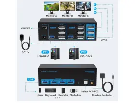 Vp-sw233 Cmstedcd 4k 120hz Displayport Kvm Switch 3 Monitors 2 Computers 8k 60hz Dp Switches #2