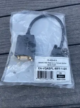 Ea-vgaspl-mff-1-bk Coboc 1 Ft. Black 30awg Svga/vga Hd15 Male To 2 X Female
