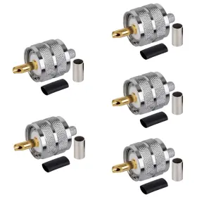 Uhf-c-j3 Come-buy Pack Of 5 Uhf Pl259 Pl-259 So239 Male-plug Crimp Rf Connector For Rg58/u Lmr1