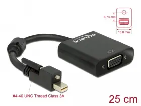 62641 Delock Adapter Mini Displayport 1.2 Male With Screw Vga Female Black