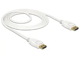 85509 Delock Cable Displayport 1.2 Male To 4k 60 Hz 1.5 M White 1 5