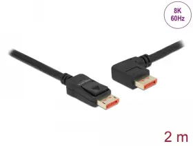 87046 Delock Displayport Cable Male Straight To 90 Left Angled