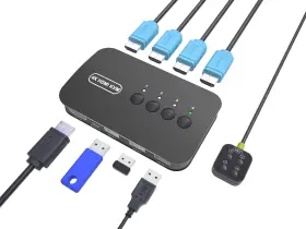 Ksh-401 Diamondtiger Hdmi Kvm Switch 4 Port - Computers Share Keyboard Mouse Printer